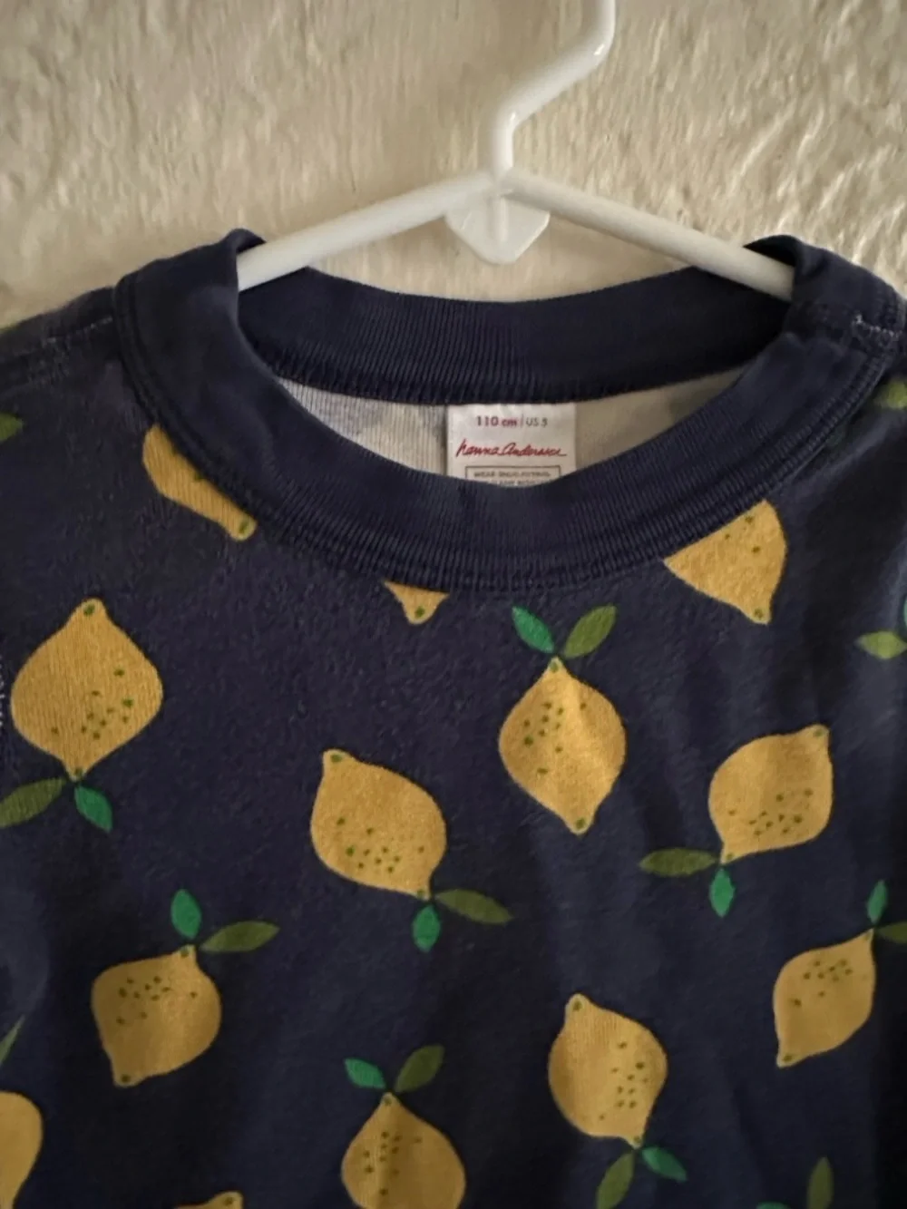 Hanna Andersson Lemonade on Navy Blue Long John Pajama Top Kids Children’s 5